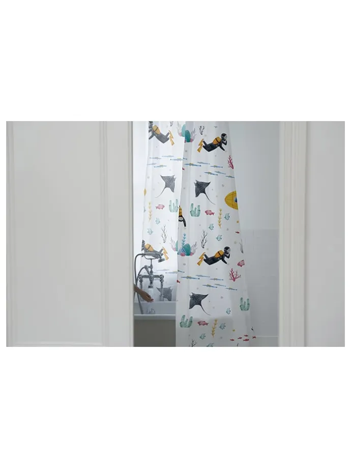 Duschvorhang "Submarine" in Weiß/ Bunt - (L)180 x (B)175 cm