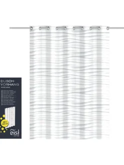 Duschvorhang "White Wave" in Weiß - (B)180 x (H)200 cm