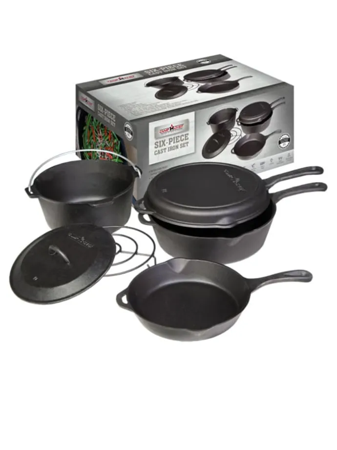 Dutch Oven Gusseisen Set 6teilig in schwarz