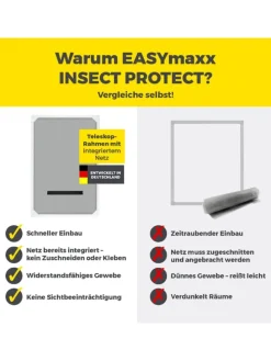 EASYmaxx Insect Protect Teleskop-Insektenschutzgitter für Dachfenster