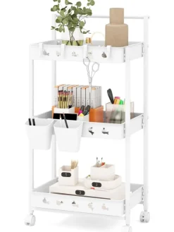 3 Ebenen Rollwagen in Weiß