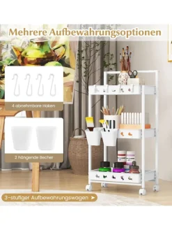3 Ebenen Rollwagen in Weiß