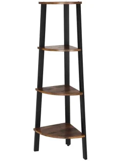 Eckenregal in Braun/ Schwarz - (B)34 x (H)125 x (T)34 cm