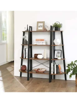 Eckenregal in Braun/ Schwarz - (B)34 x (H)125 x (T)34 cm