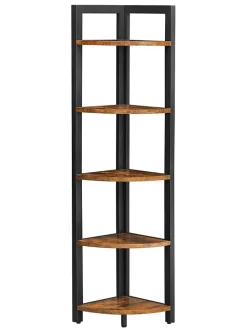 Eckregal in Braun/ Schwarz - (B)30 x (H)150 x (T)30 cm