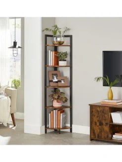 Eckregal in Braun/ Schwarz - (B)30 x (H)150 x (T)30 cm