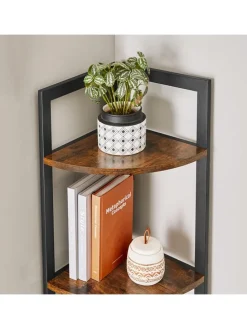 Eckregal in Braun/ Schwarz - (B)30 x (H)150 x (T)30 cm