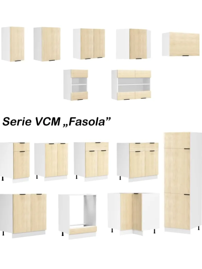 Eckschrank Küchenschrank Unterschrank Küche Fasola in Weiß / Honig-Eiche