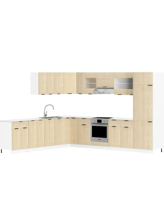 Eckschrank Küchenschrank Unterschrank Küche Fasola in Weiß / Honig-Eiche