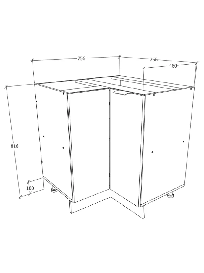 Eckschrank Küchenschrank Unterschrank Küche Fasola in Weiß / Honig-Eiche