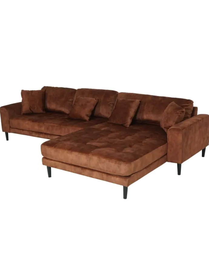 Ecksofa 3-Sitzer J54, Samt rost-rot