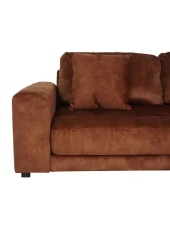 Ecksofa 3-Sitzer J54, Samt rost-rot