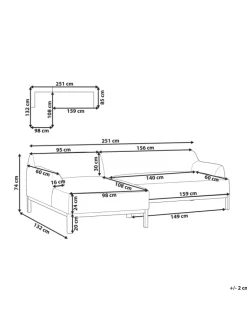 Ecksofa SOSJO in Blau/Braun - (W) 251 x (H) 74 x (L) 132 cm