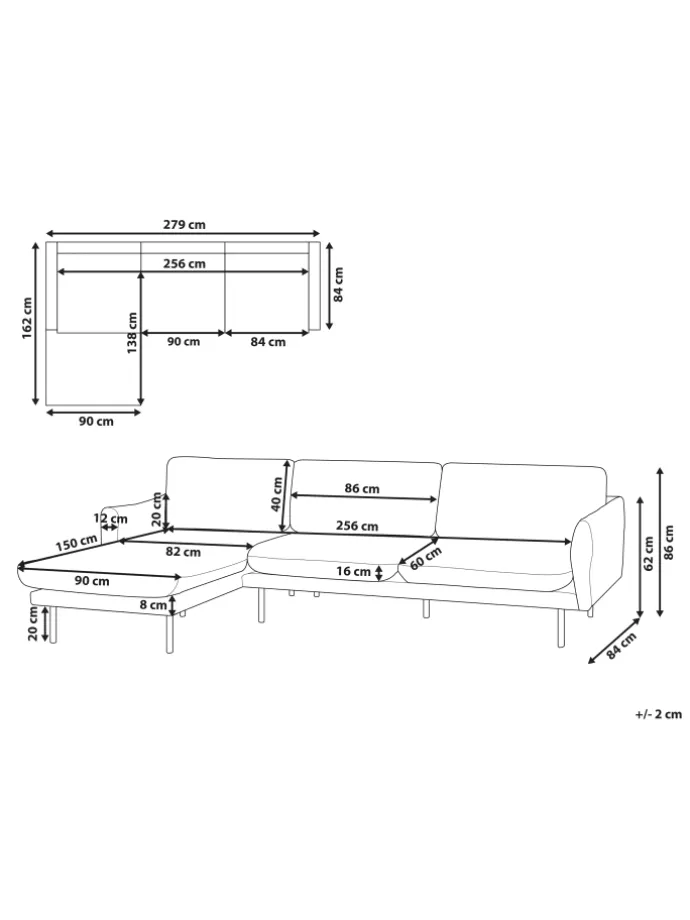Ecksofa VINTERBRO in Grün/Schwarz - (W) 279 x (H) 86 x (L) 162 cm