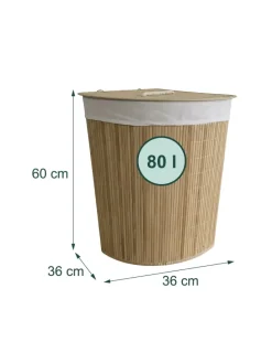 Eckwäschekorb in Natur - (B)36 x (H)60 x (T)36 cm