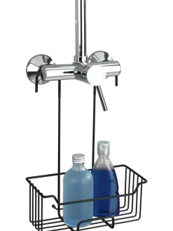 Edelstahl-Thermostat-Duschregal "Milo" in Schwarz - (B)25 x (H)36 x (T)14 cm