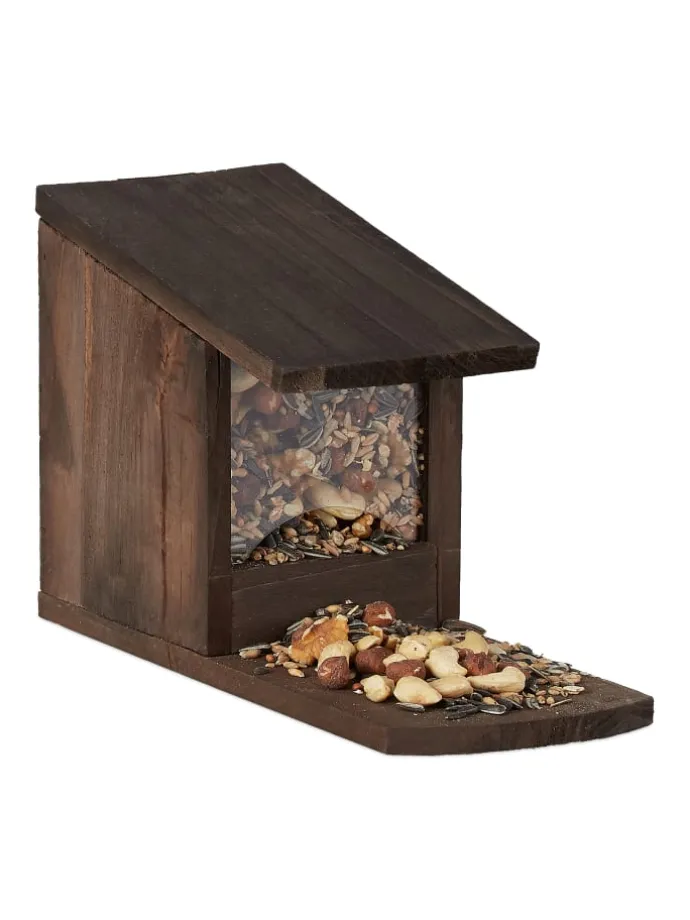 Eichhörnchen Futterhaus in Dunkelbraun - (B)12x (H)17,5 x (T)25 cm