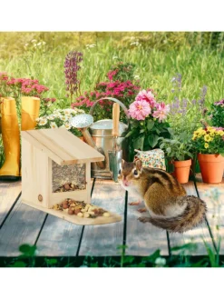 Eichhörnchen Futterhaus in Dunkelbraun - (B)12x (H)17,5 x (T)25 cm