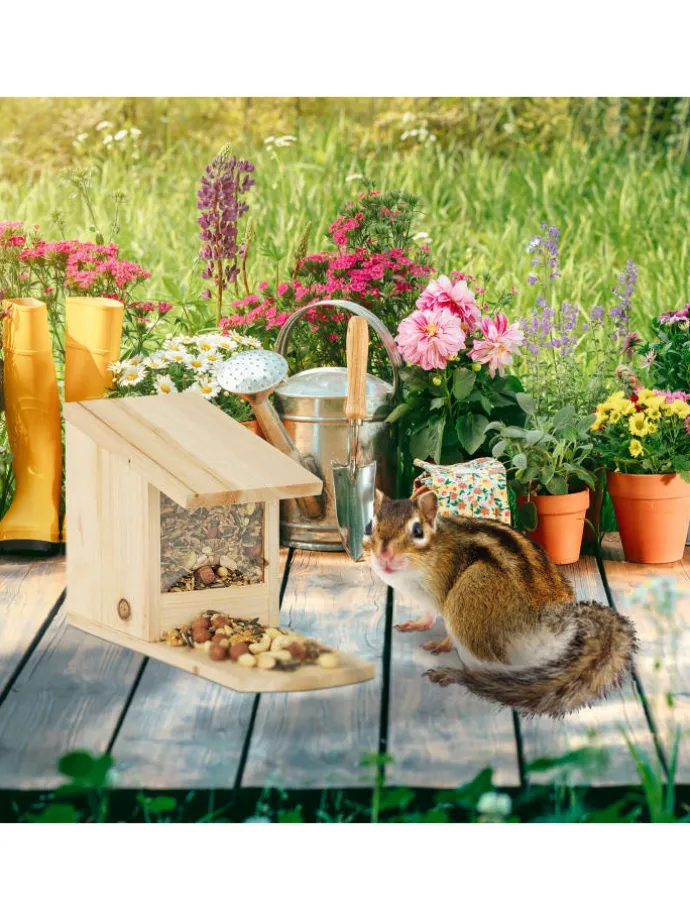 Eichhörnchen Futterhaus in Dunkelbraun - (B)12x (H)17,5 x (T)25 cm