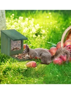 Eichhörnchen Futterhaus in Dunkelbraun - (B)12x (H)17,5 x (T)25 cm