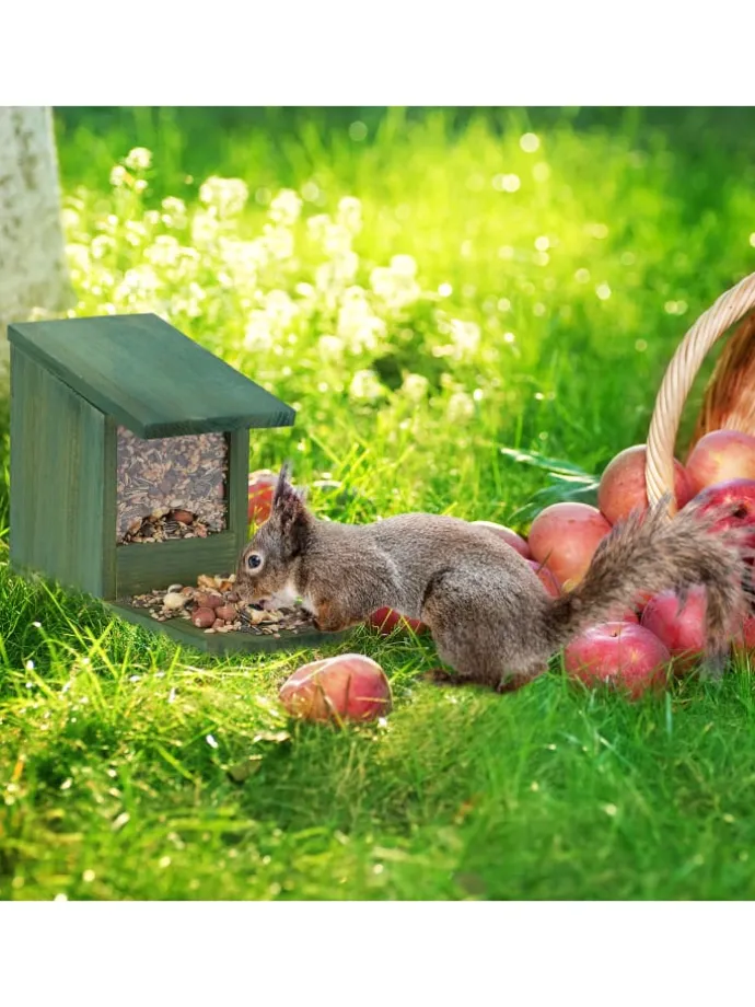 Eichhörnchen Futterhaus in Dunkelbraun - (B)12x (H)17,5 x (T)25 cm