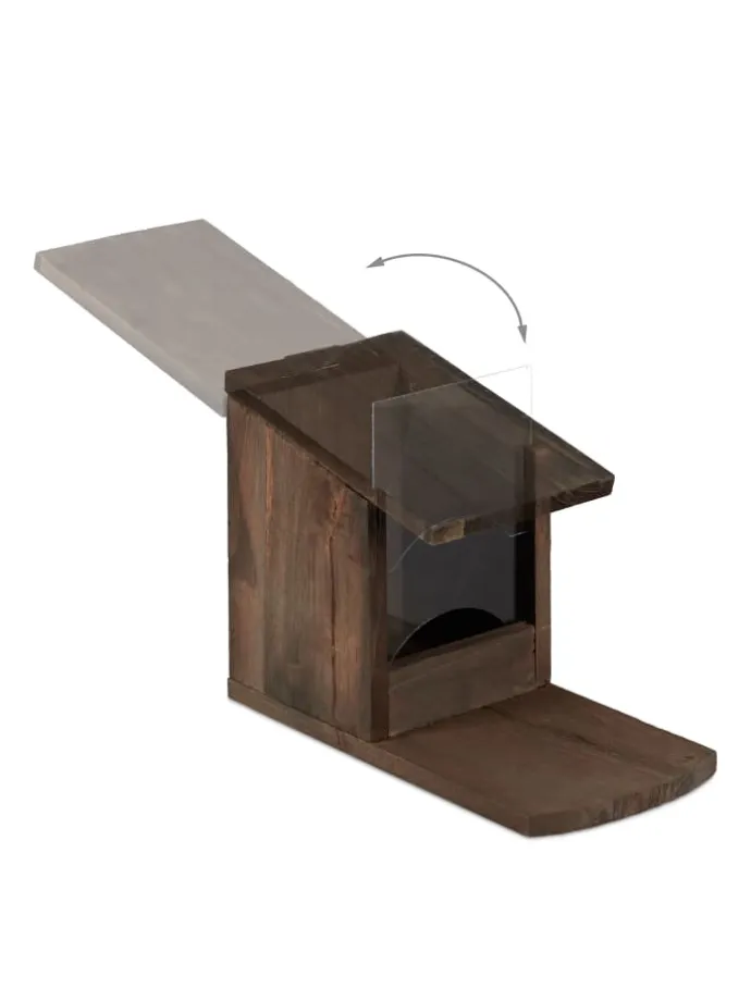 Eichhörnchen Futterhaus in Dunkelbraun - (B)12x (H)17,5 x (T)25 cm