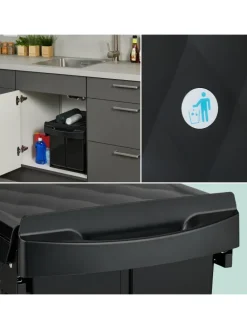 Einbaumülleimer in Schwarz - 1x 15 l + 2x 8 l