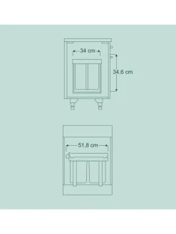 Einbaumülleimer in Schwarz - 2x 15 l