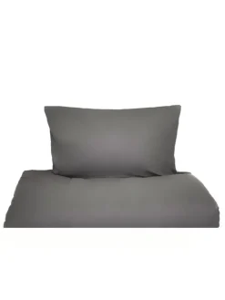 Einfarbige Bettwäsche 100% Baumwolle in Anthrazit