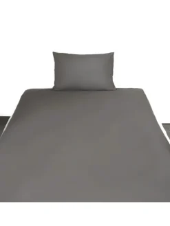 Einfarbige Bettwäsche 100% Baumwolle in Anthrazit