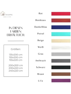 Einfarbige Bettwäsche 100% Baumwolle in Anthrazit