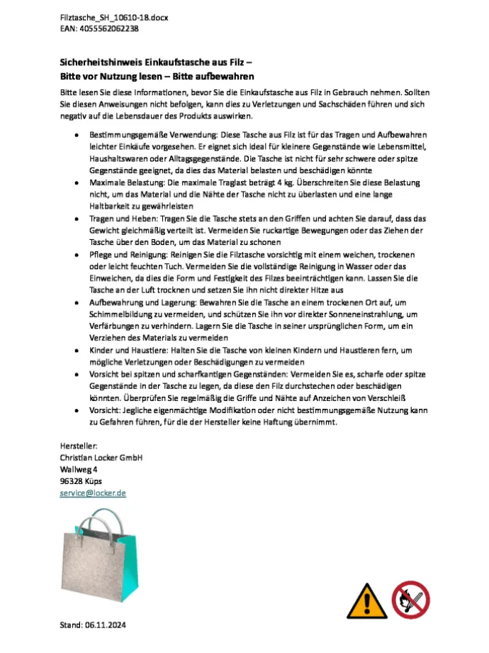 Einkaufstasche AQUAFELTBAG in Grau