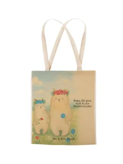 Einkaufstasche Bären mit Blumenkranz Design mit... in Weiß