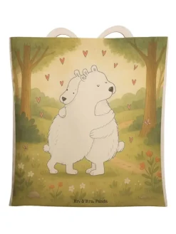 Einkaufstasche Eisbär Umarmen Design ohne Spruch in Weiß