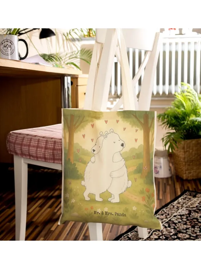 Einkaufstasche Eisbär Umarmen Design ohne Spruch in Weiß