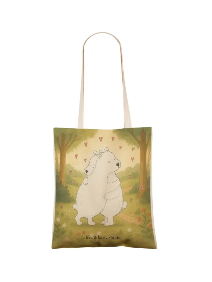 Einkaufstasche Eisbär Umarmen Design ohne Spruch in Weiß