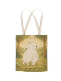 Einkaufstasche Eisbär Umarmen Design ohne Spruch in Weiß