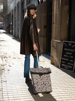 Einkaufstrolley in Beige/ Schwarz - (B)43 x (H)53 x (T)21 cm