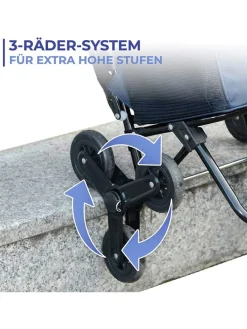 Einkaufstrolley in Dunkelblau - (B)58 x (H)103 x (T)39 cm