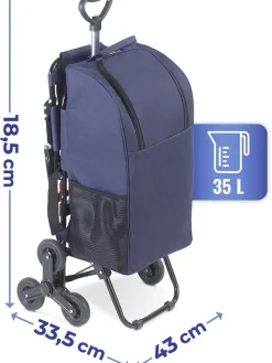 Einkaufstrolley in Dunkelblau - (B)58 x (H)103 x (T)39 cm