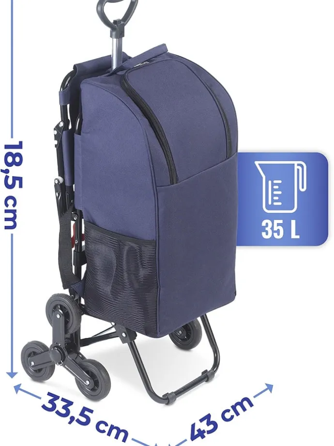 Einkaufstrolley in Dunkelblau - (B)58 x (H)103 x (T)39 cm