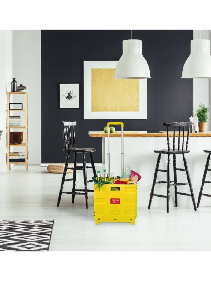 Einkaufstrolley in Gelb