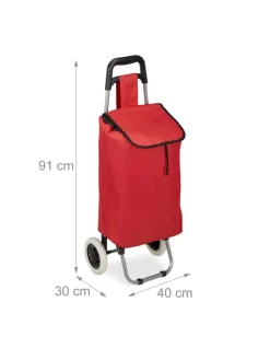 Einkaufstrolley in Rot - (B)40x (H)91 x (T)30 cm