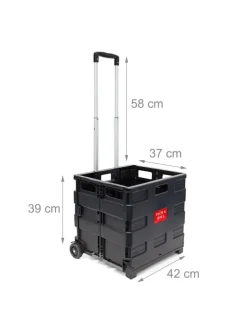 Einkaufstrolley in Schwarz - (B)42 x (H)100 x (T)37 cm