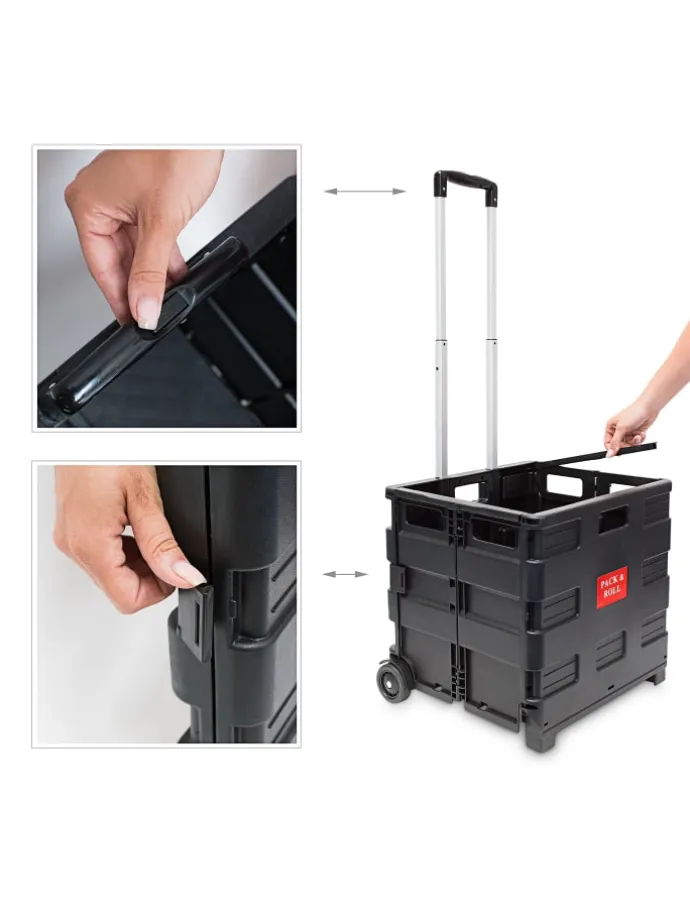 Einkaufstrolley in Schwarz - (B)42 x (H)100 x (T)37 cm