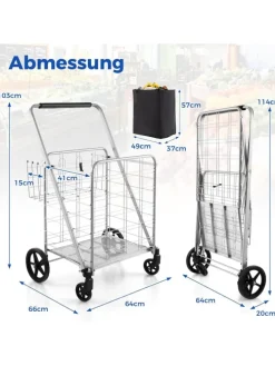 Einkaufstrolley Klappbar in Silber