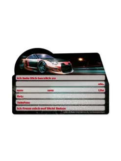 Einladungs-Set "Autos" in Schwarz/ Petrol