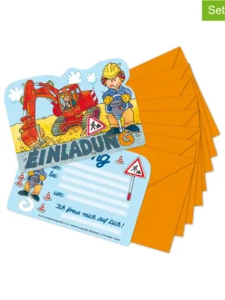 Einladungs-Set "Bagger" in Orange/ Bunt