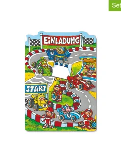 Einladungs-Set "Rennautos" in Rot