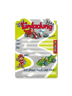Einladungs-Set "Rennautos" in Rot